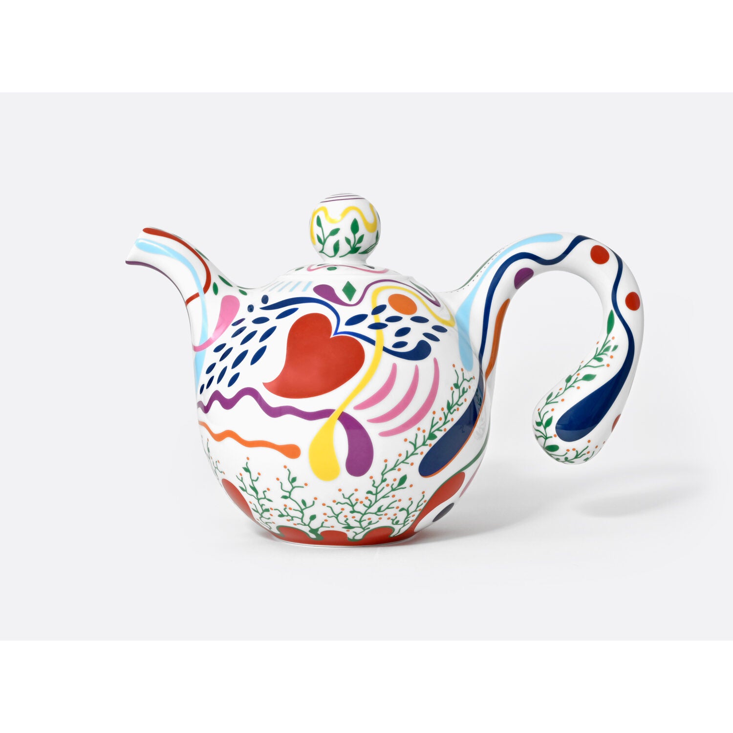 Bernardaud Teapot 68 oz, Limoges porcelain, Thé Dansant collection, on a white background