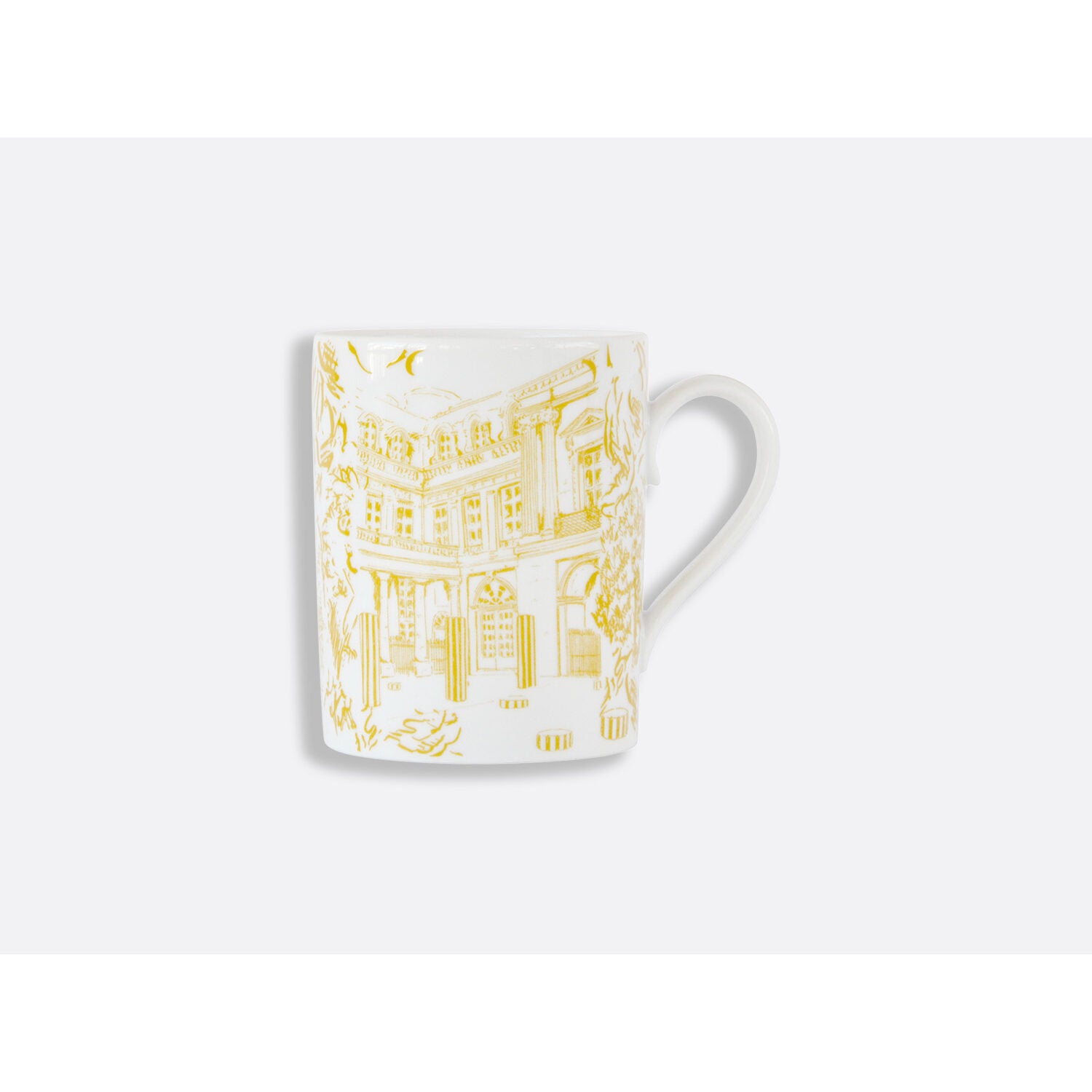 Bernardaud Mug Yellow 10 oz, Limoges porcelain, Tout Paris collection, on a white background