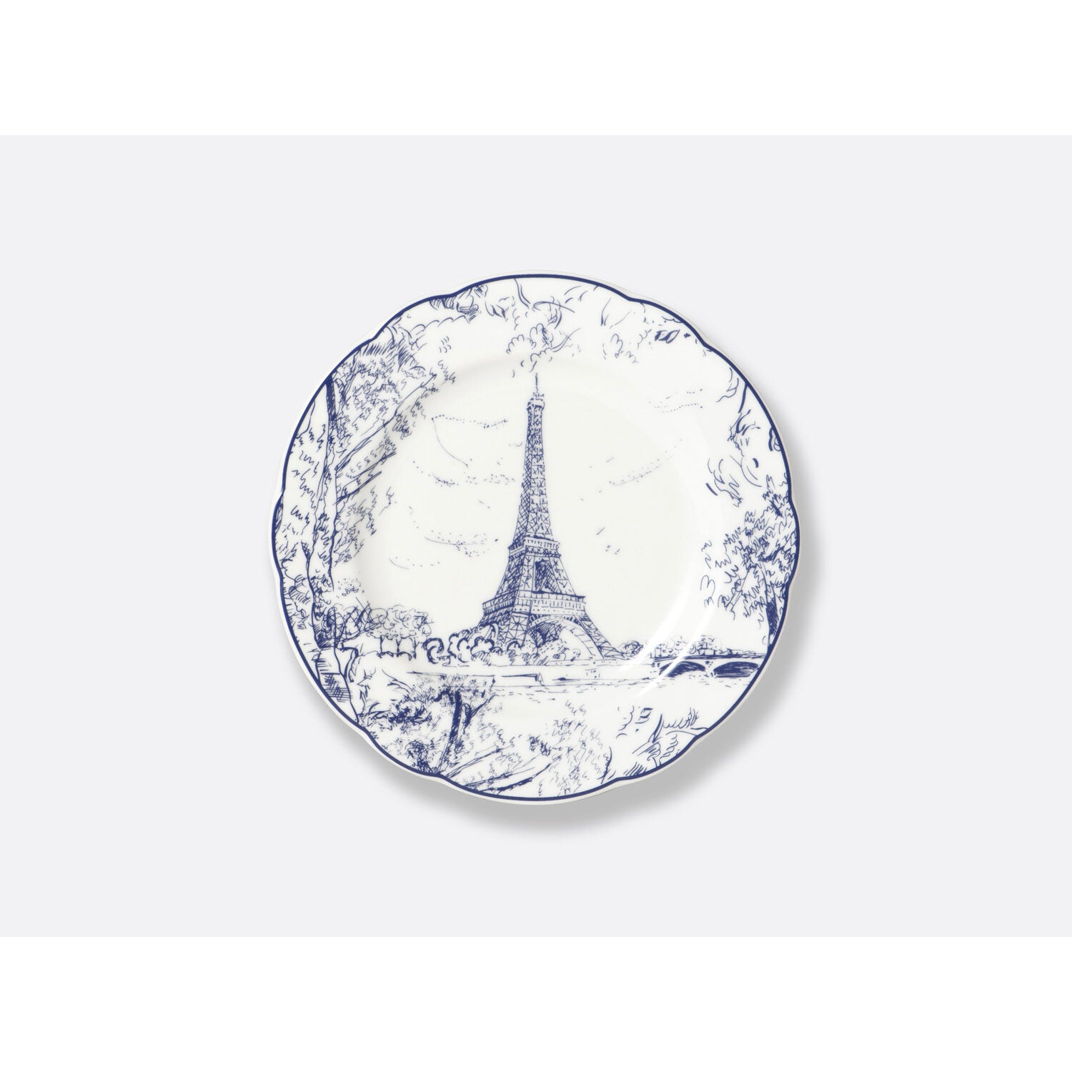 Bernardaud Set of 2 assorted bread and butter plates 6.5", Limoges porcelain, Tout Paris collection, detail view