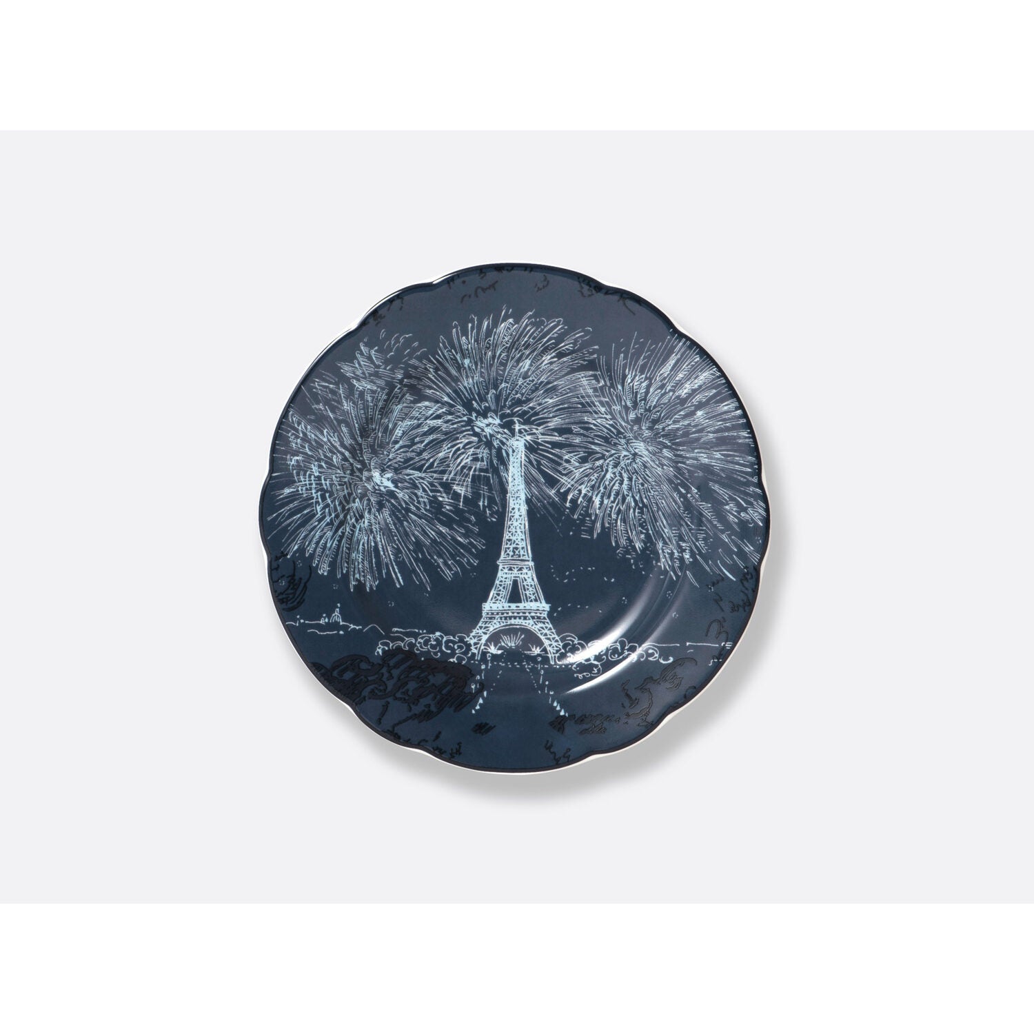 Bernardaud Set of 2 assorted bread and butter plates 6.5", Limoges porcelain, Tout Paris collection, detail view