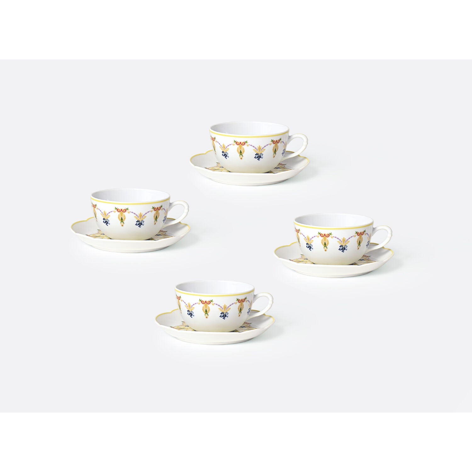 Bernardaud Tea cup and saucer gift box 5 oz, Limoges porcelain, Trianon collection, detail view