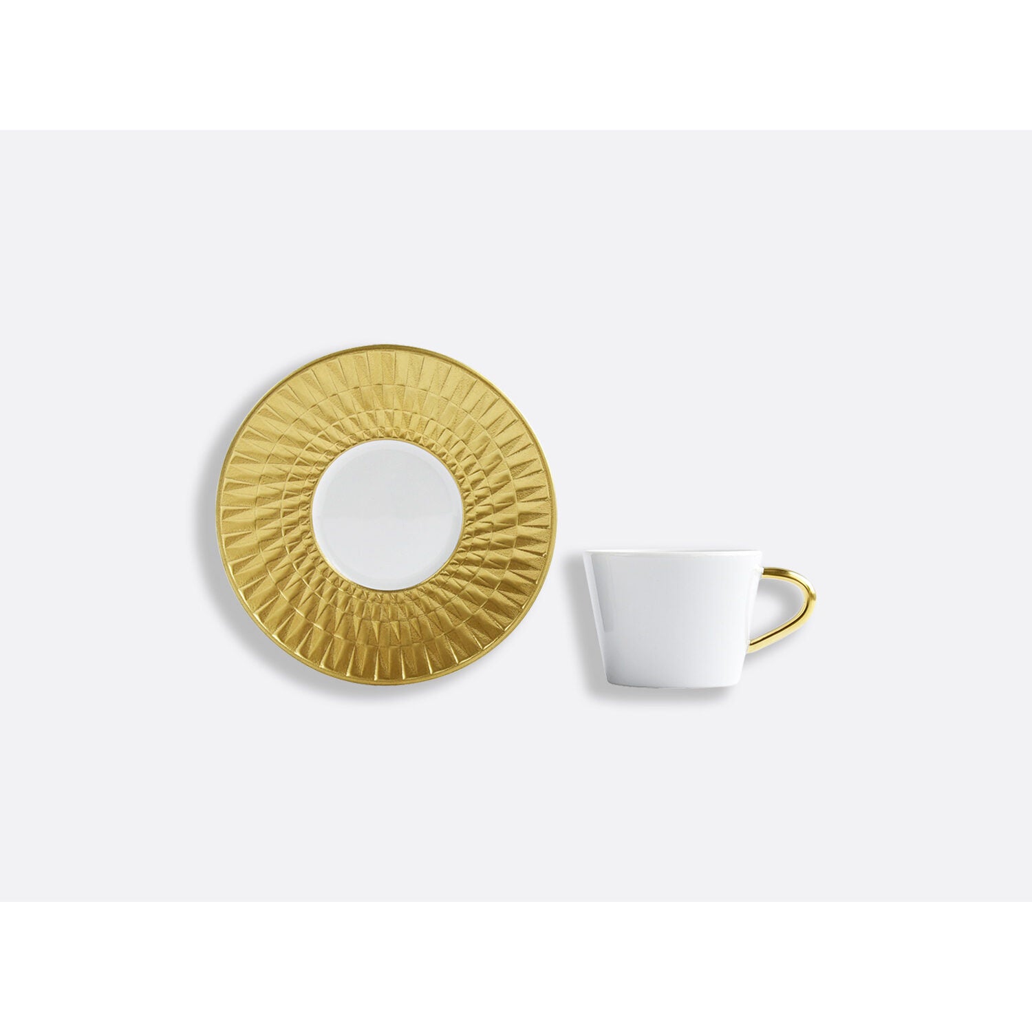 Bernardaud Espresso cup and saucer gift box - 2.8 Oz, Limoges porcelain, Twist Or & Platine collection, detail view