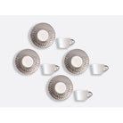 Bernardaud Espresso cup and saucer gift box - 2.8 oz Twist Platinum, Limoges porcelain, Twist Or & Platine collection, detail view
