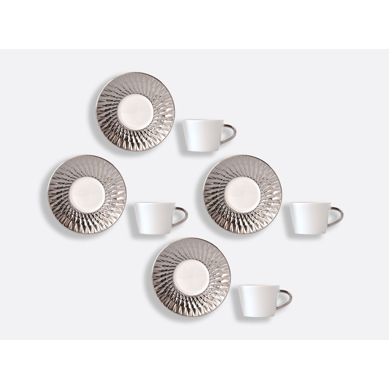 Bernardaud Espresso cup and saucer gift box - 2.8 oz Twist Platinum, Limoges porcelain, Twist Or & Platine collection, detail view