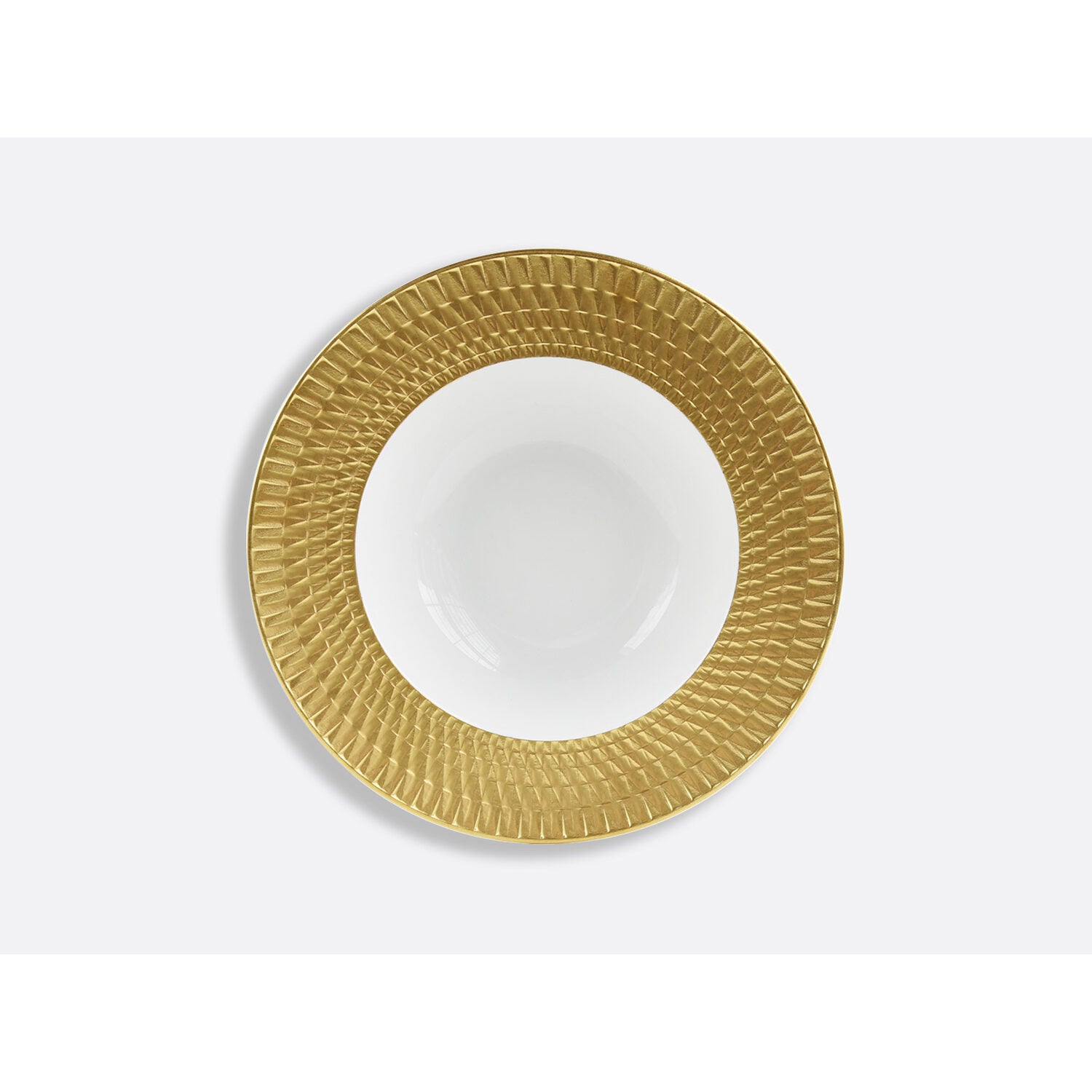 Bernardaud Rim soup 9", Limoges porcelain, Twist Or & Platine collection, on a white background