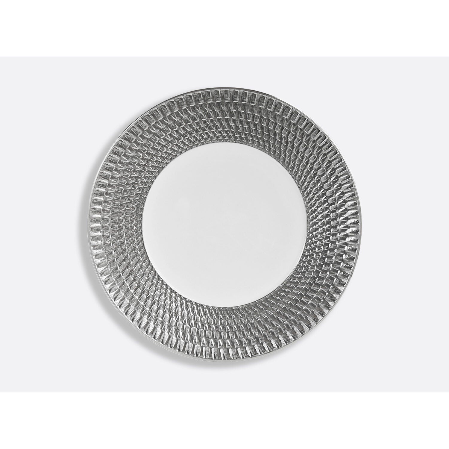 Bernardaud Service plate 11.4", Limoges porcelain, Twist Or & Platine collection, on a white background