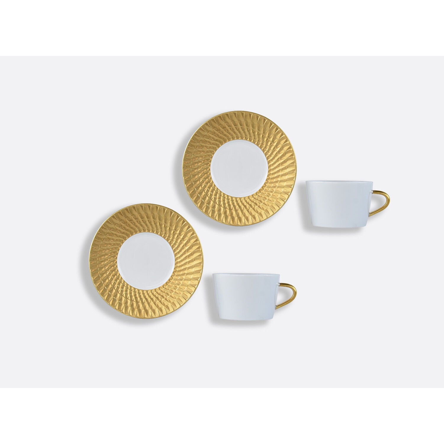 Bernardaud Tea cup and saucer gift box - 7 Oz, Limoges porcelain, Twist Or & Platine collection, detail view
