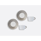 Bernardaud Tea cup and saucer gift box - 7 oz Twist Platinum, Limoges porcelain, Twist Or & Platine collection, detail view