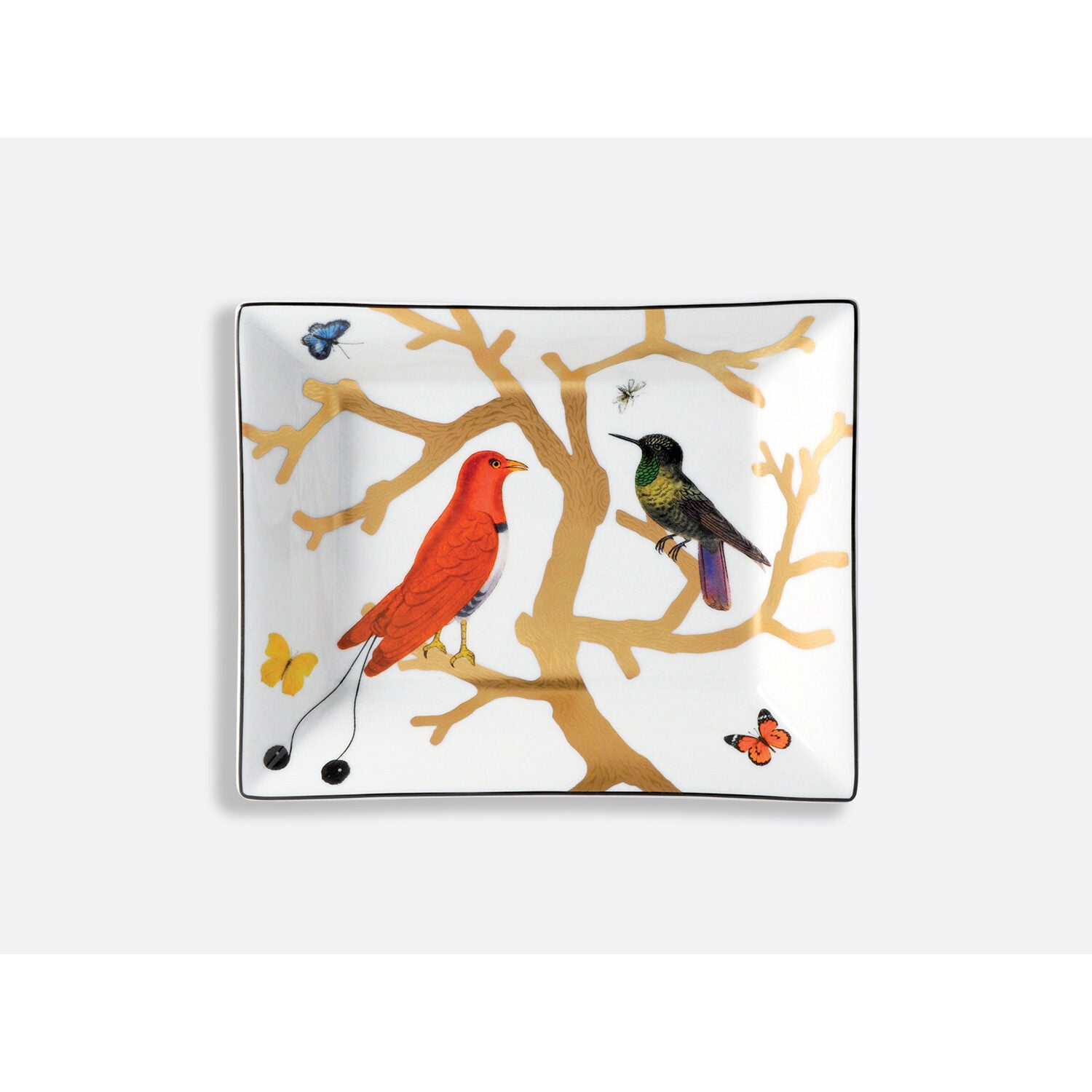 Bernardaud Valet tray 7.9 x 6.3" Aux Oiseaux, Limoges porcelain, on a white background