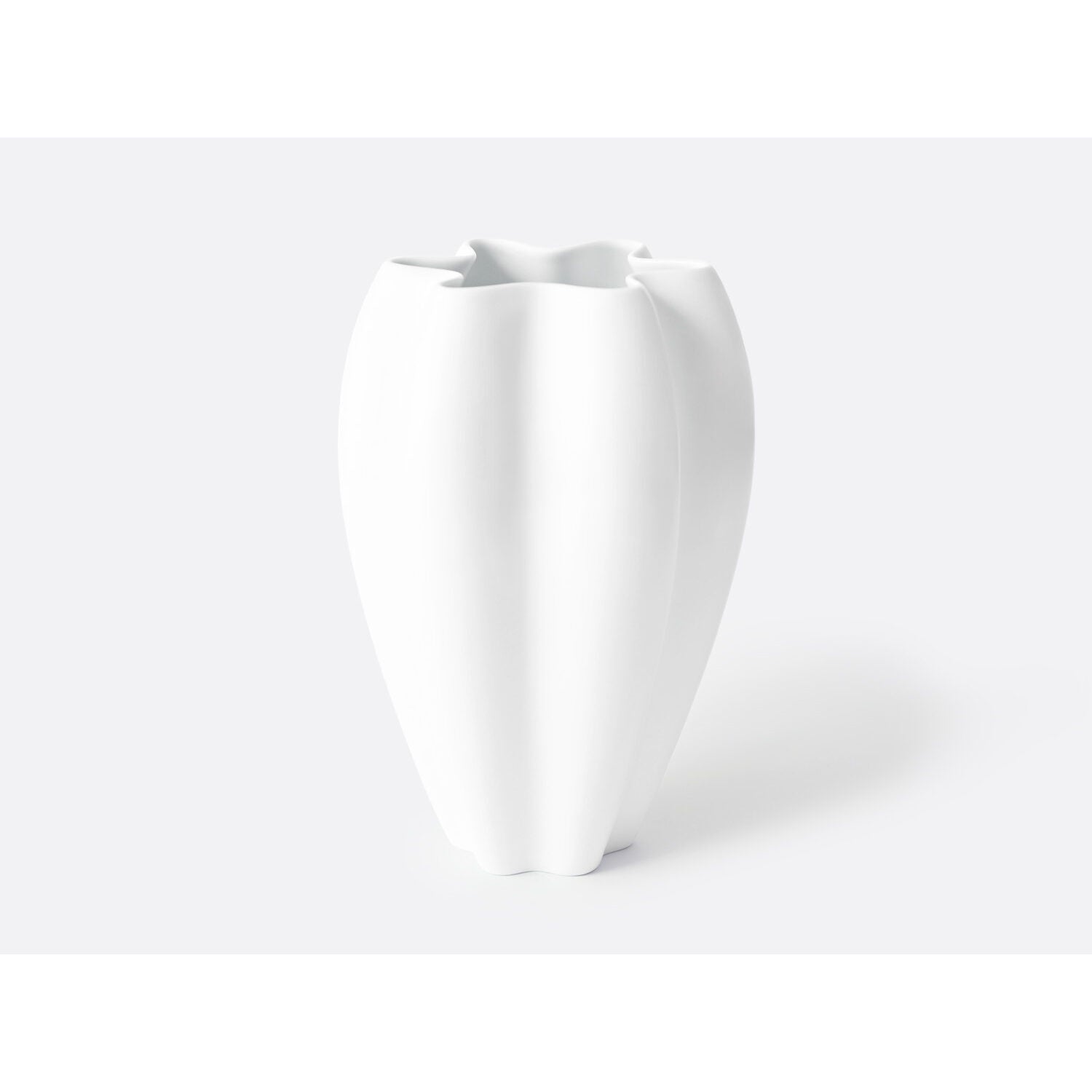 Bernardaud Vase Bianco H. 11.8" in White, Limoges porcelain, Vases collection, on a white background