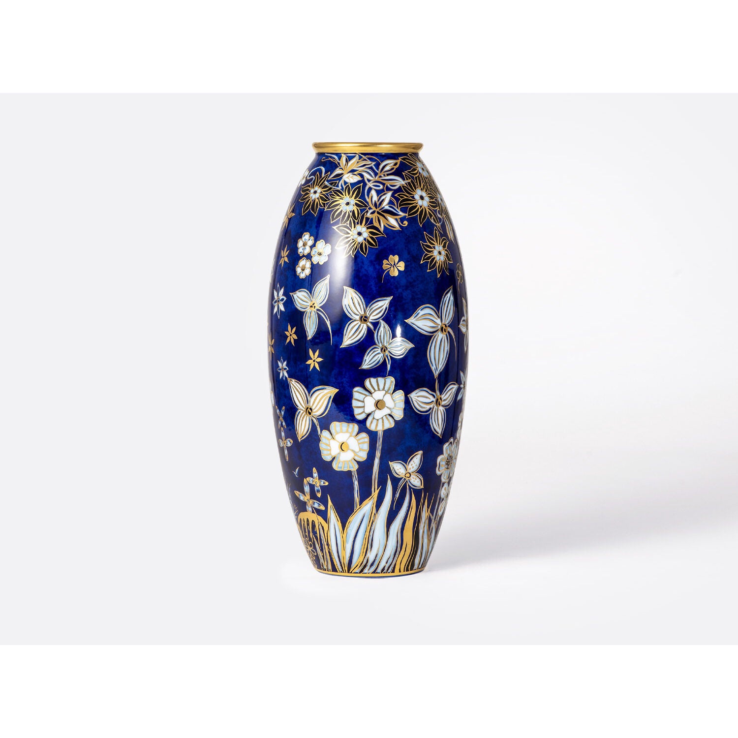 Bernardaud Vase H. 15", Limoges porcelain, Vases collection, on a white background