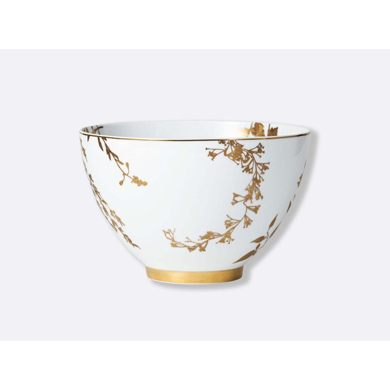 Bernardaud Deep salad bowl 10.5", Limoges porcelain, Végétal Or collection, on a white background