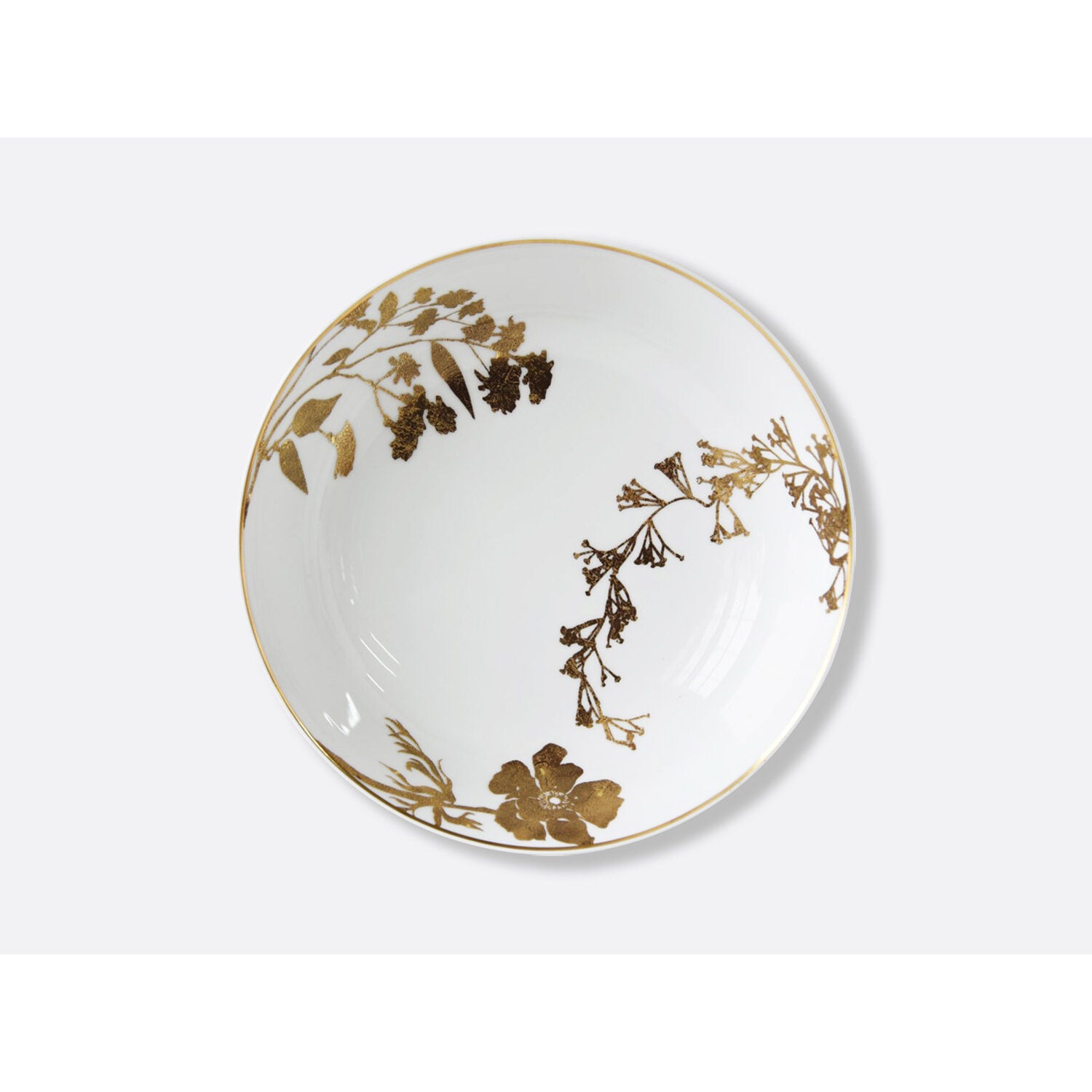 Bernardaud Open vegetable dish 9.5", Limoges porcelain, Végétal Or collection, on a white background