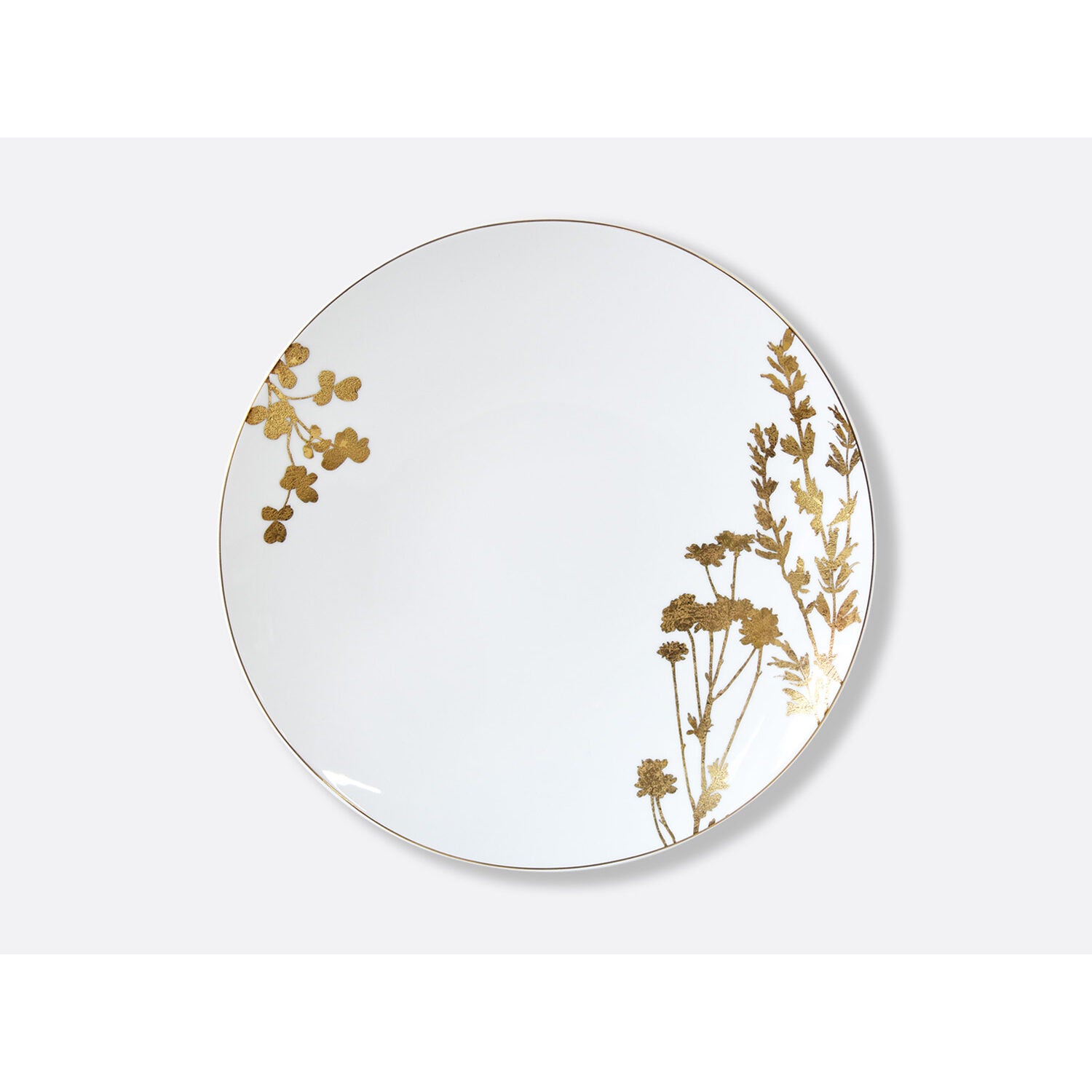 Bernardaud Set of 4 assorted dinner plates 10.6", Limoges porcelain, Végétal Or collection, detail view