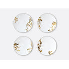 Bernardaud Set of 4 assorted dinner plates 10.6", Limoges porcelain, Végétal Or collection, on a white background