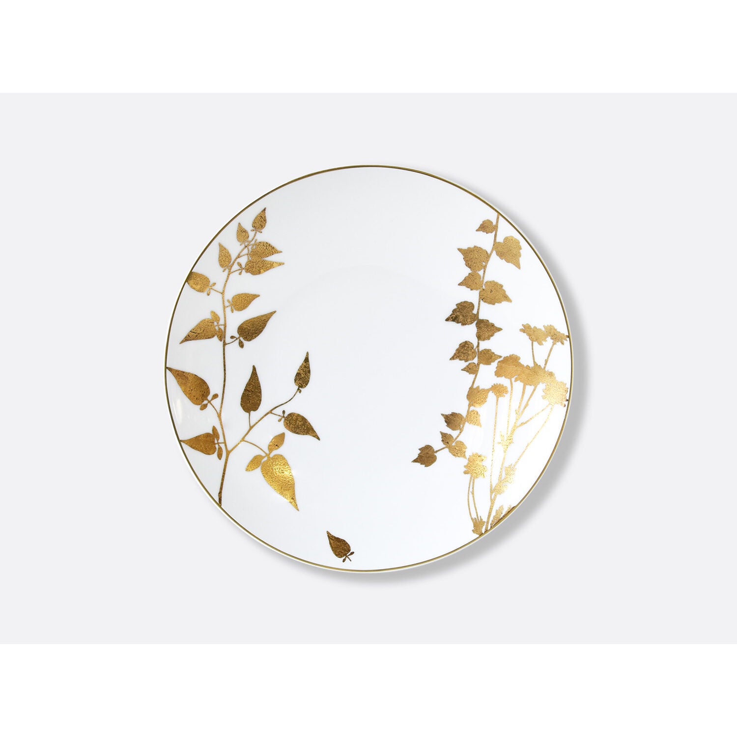 Bernardaud Set of 4 assorted salad plates 8.5", Limoges porcelain, Végétal Or collection, detail view
