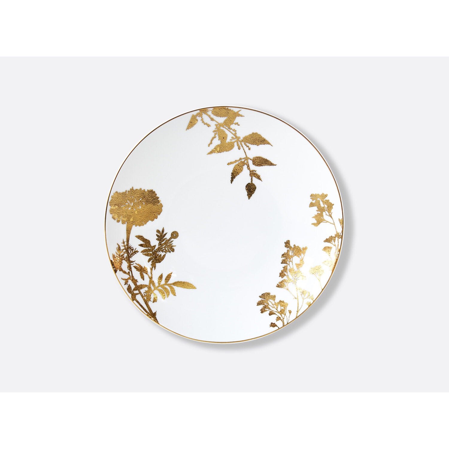 Bernardaud Set of 4 assorted salad plates 8.5", Limoges porcelain, Végétal Or collection, detail view