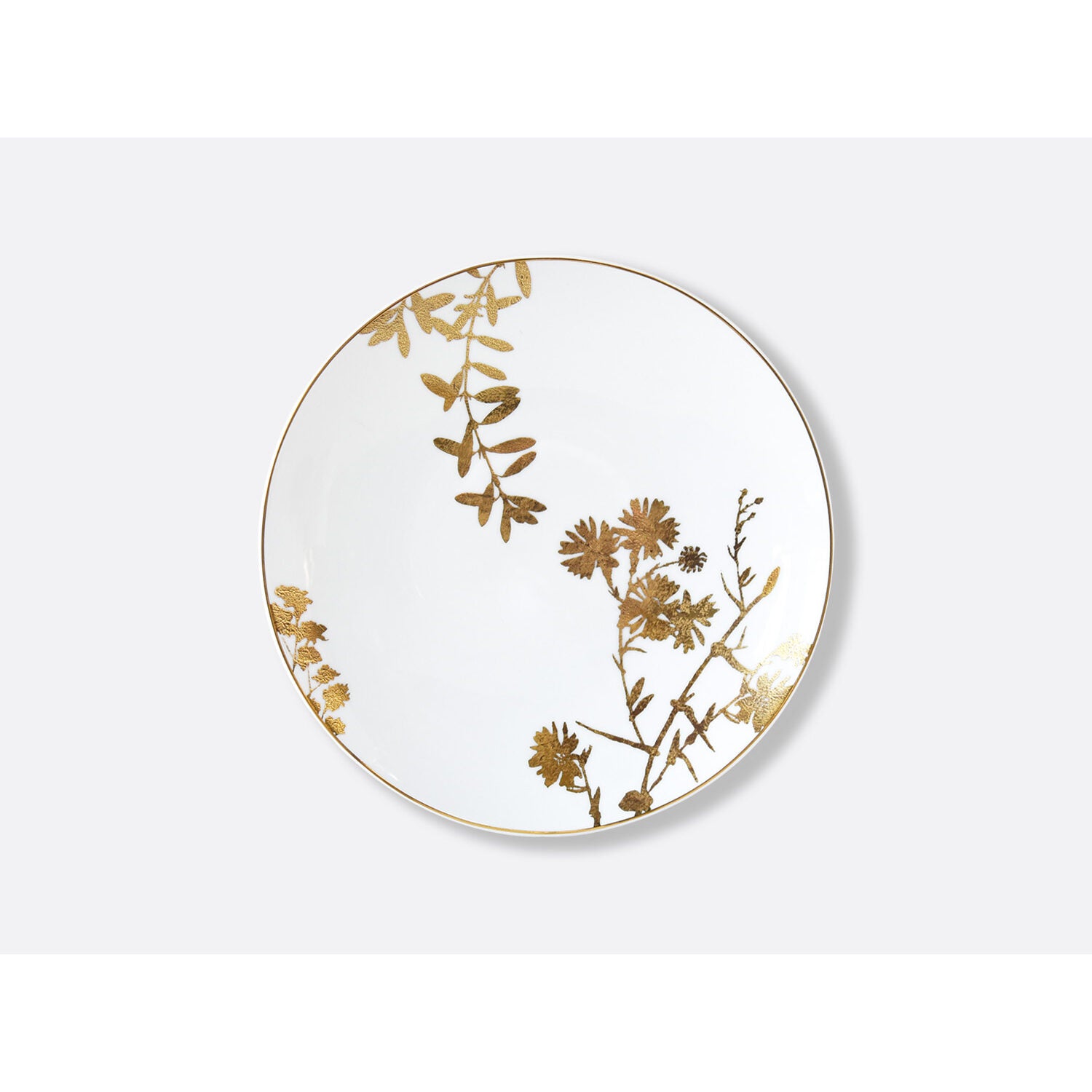 Bernardaud Set of 4 assorted salad plates 8.5", Limoges porcelain, Végétal Or collection, detail view