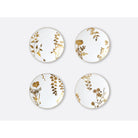 Bernardaud Set of 4 assorted salad plates 8.5", Limoges porcelain, Végétal Or collection, on a white background
