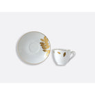 Bernardaud Set of espresso cup and saucer 4 oz, Limoges porcelain, Végétal Or collection, detail view