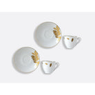 Bernardaud Set of espresso cup and saucer 4 oz, Limoges porcelain, Végétal Or collection, detail view