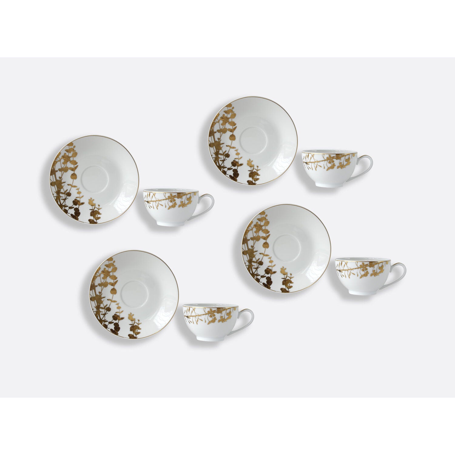 Bernardaud Tea cup and saucer gift box 4.4 oz, Limoges porcelain, Végétal Or collection, detail view