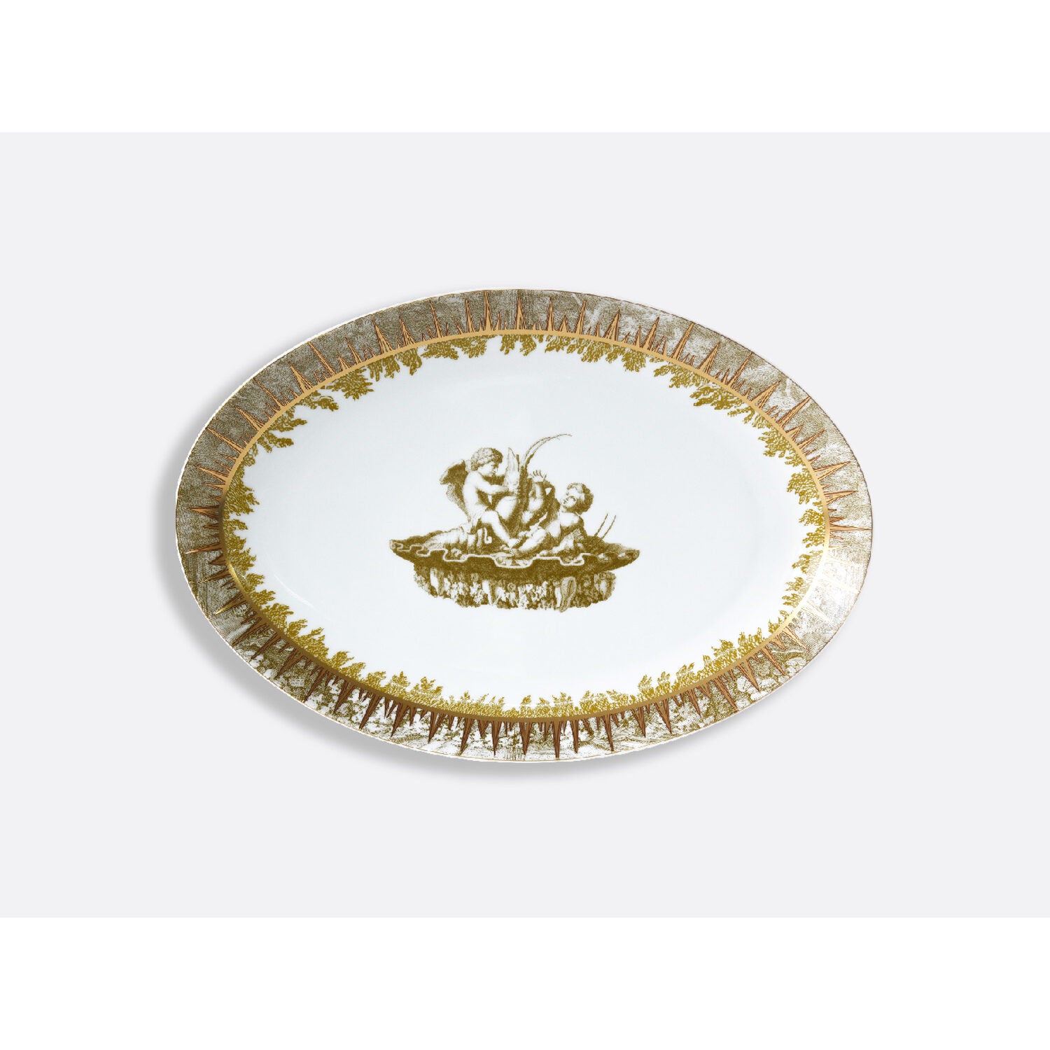 Bernardaud Oval platter 15", Limoges porcelain, Versailles Enchanté collection, on a white background