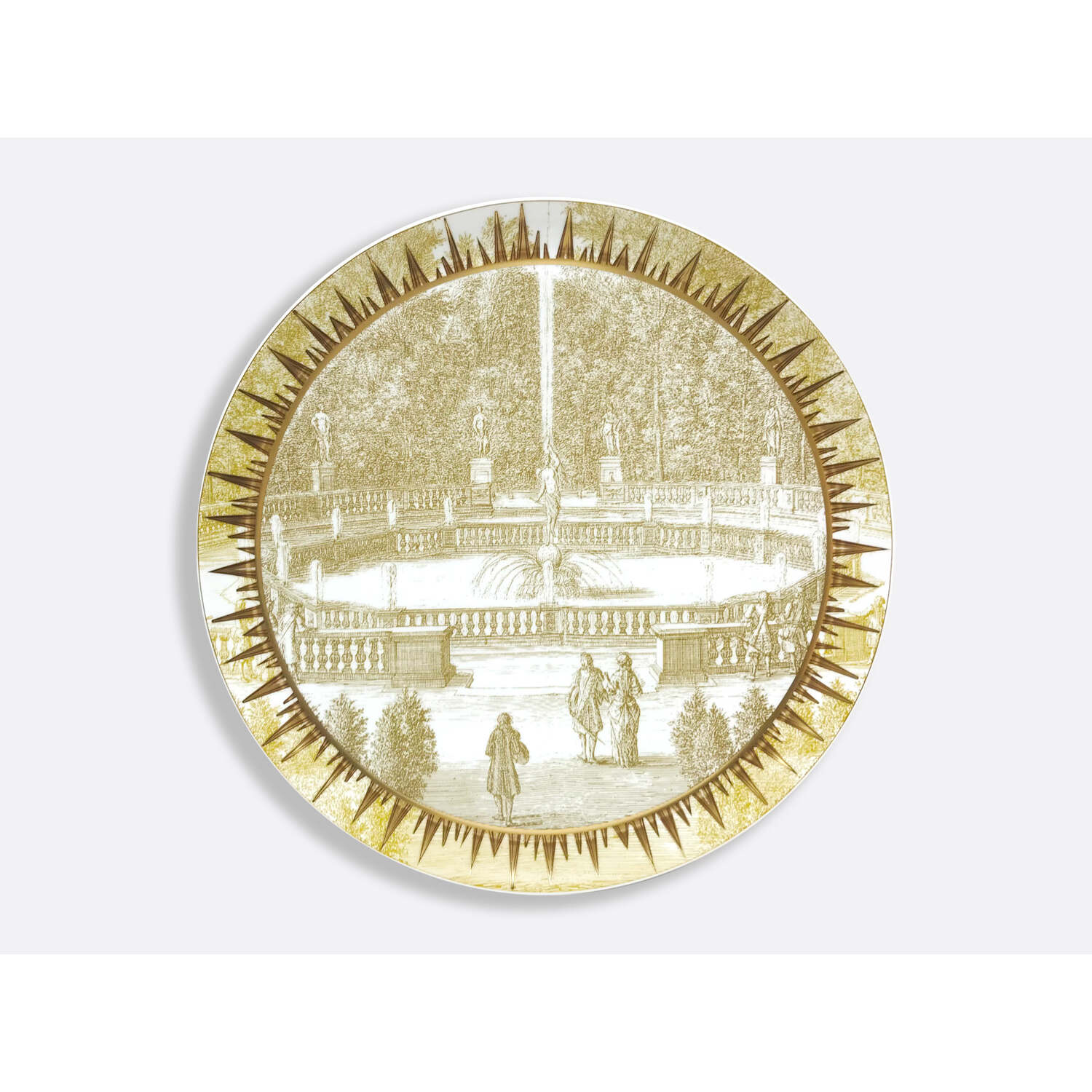 Bernardaud Round tart platter 13", Limoges porcelain, Versailles Enchanté collection, on a white background