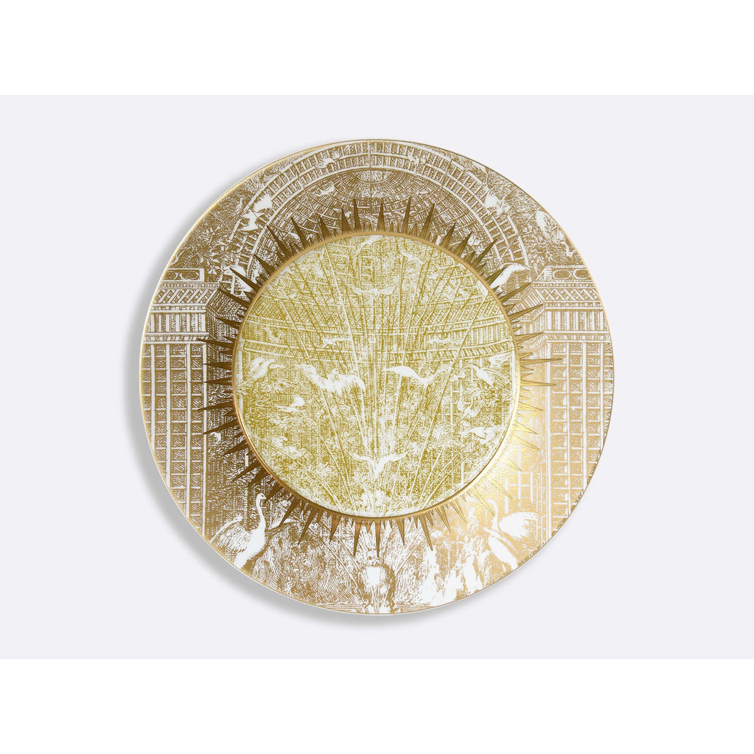 Bernardaud Service plate 12.2", Limoges porcelain, Versailles Enchanté collection, on a white background