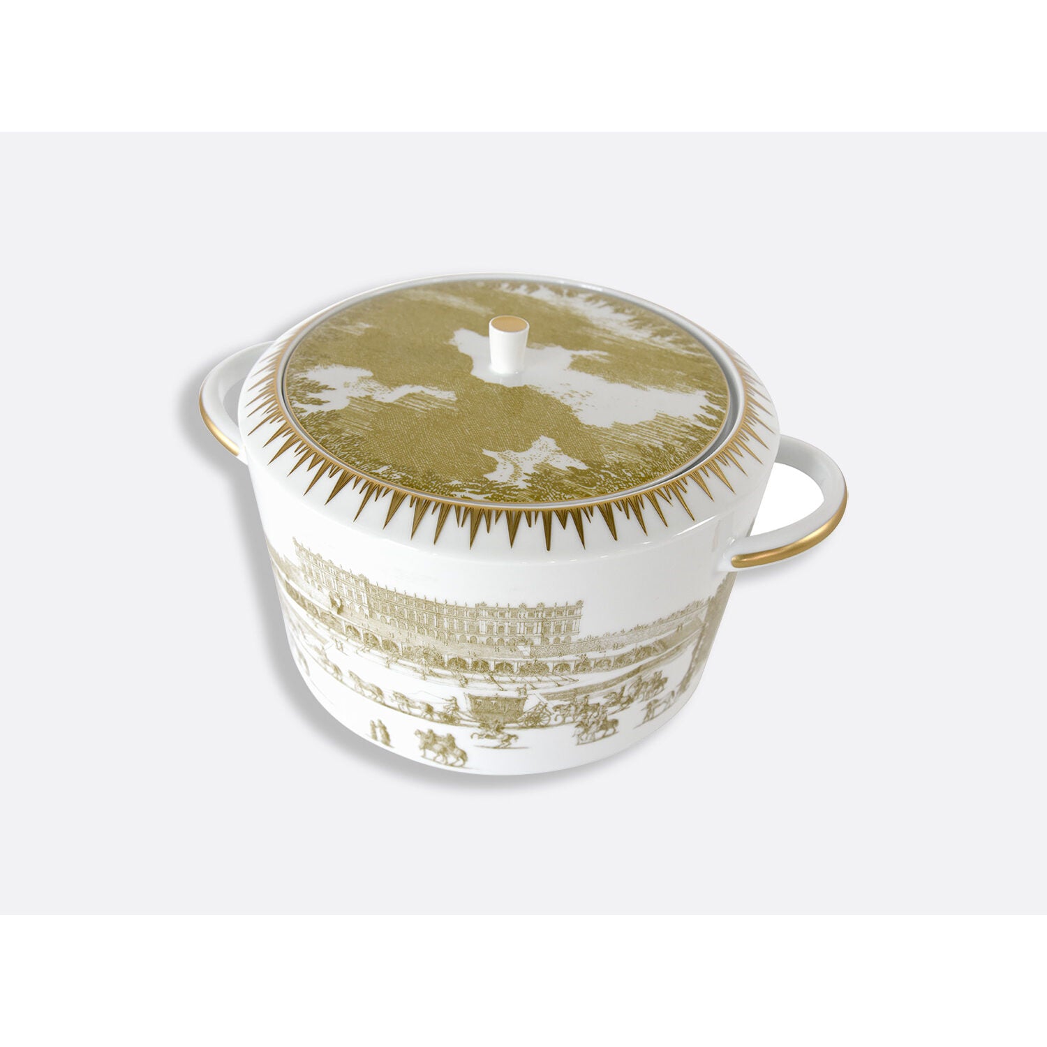 Bernardaud Soup tureen 2qt, Limoges porcelain, Versailles Enchanté collection, detail view