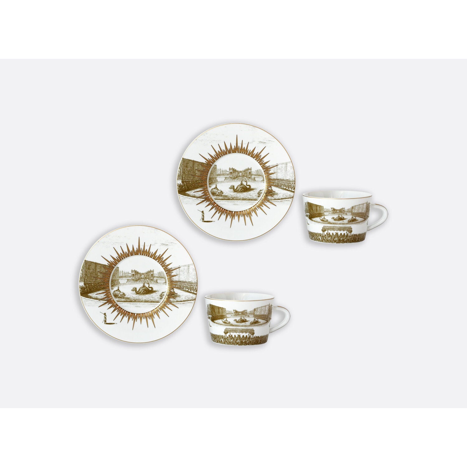 Bernardaud Tea cup and saucer gift box - 5 oz, Limoges porcelain, Versailles Enchanté collection, detail view