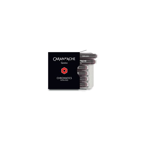 Caran d'Ache Chromatics Ink Cartridges, Infrared (Box of 6) on a white background