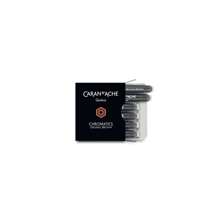 Caran d'Ache Chromatics Ink Cartridges, Organic Brown (Box of 6) on a white background