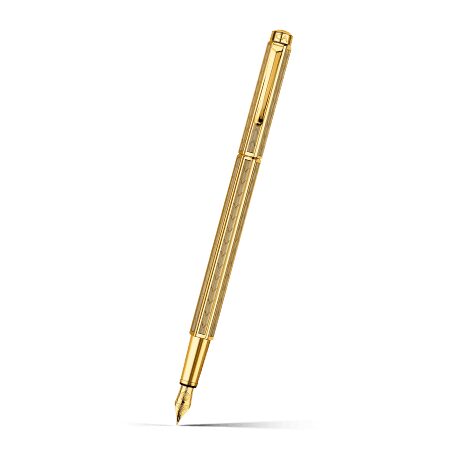 Caran d'Ache Ecridor Chevron Fountain Pen, Gilded on a white background