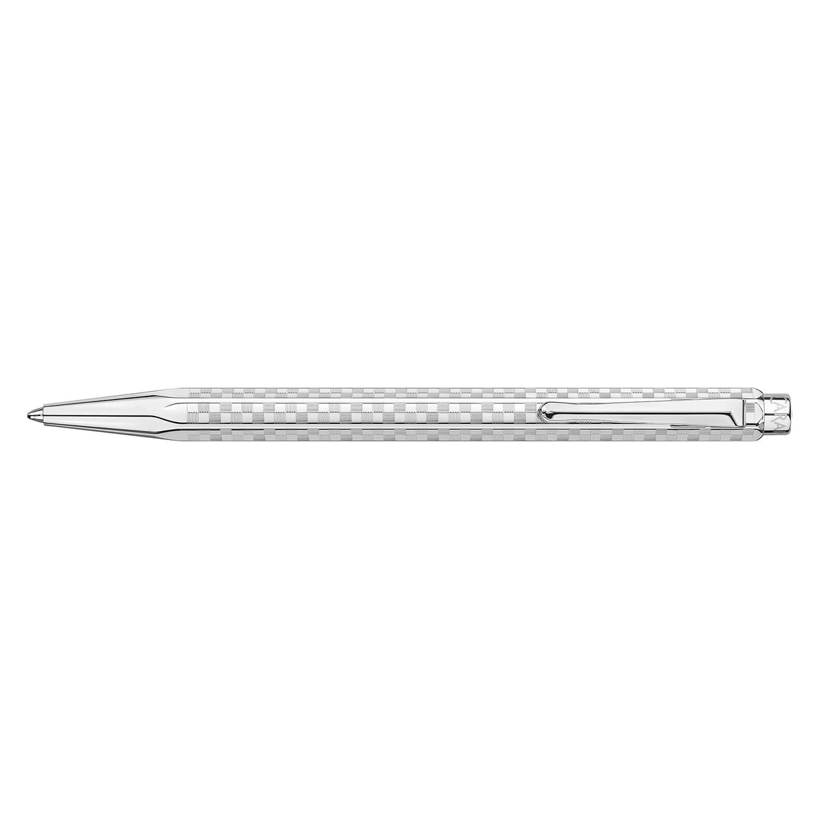 Caran d'Ache Ecridor Damier Gray Silver Ballpoint Pen & Leather Case Set, detail view 1
