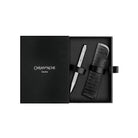 Caran d'Ache Ecridor Damier Gray Silver Ballpoint Pen & Leather Case Set, detail view 6