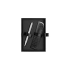 Caran d'Ache Ecridor Damier Gray Silver Ballpoint Pen & Leather Case Set, detail view 7