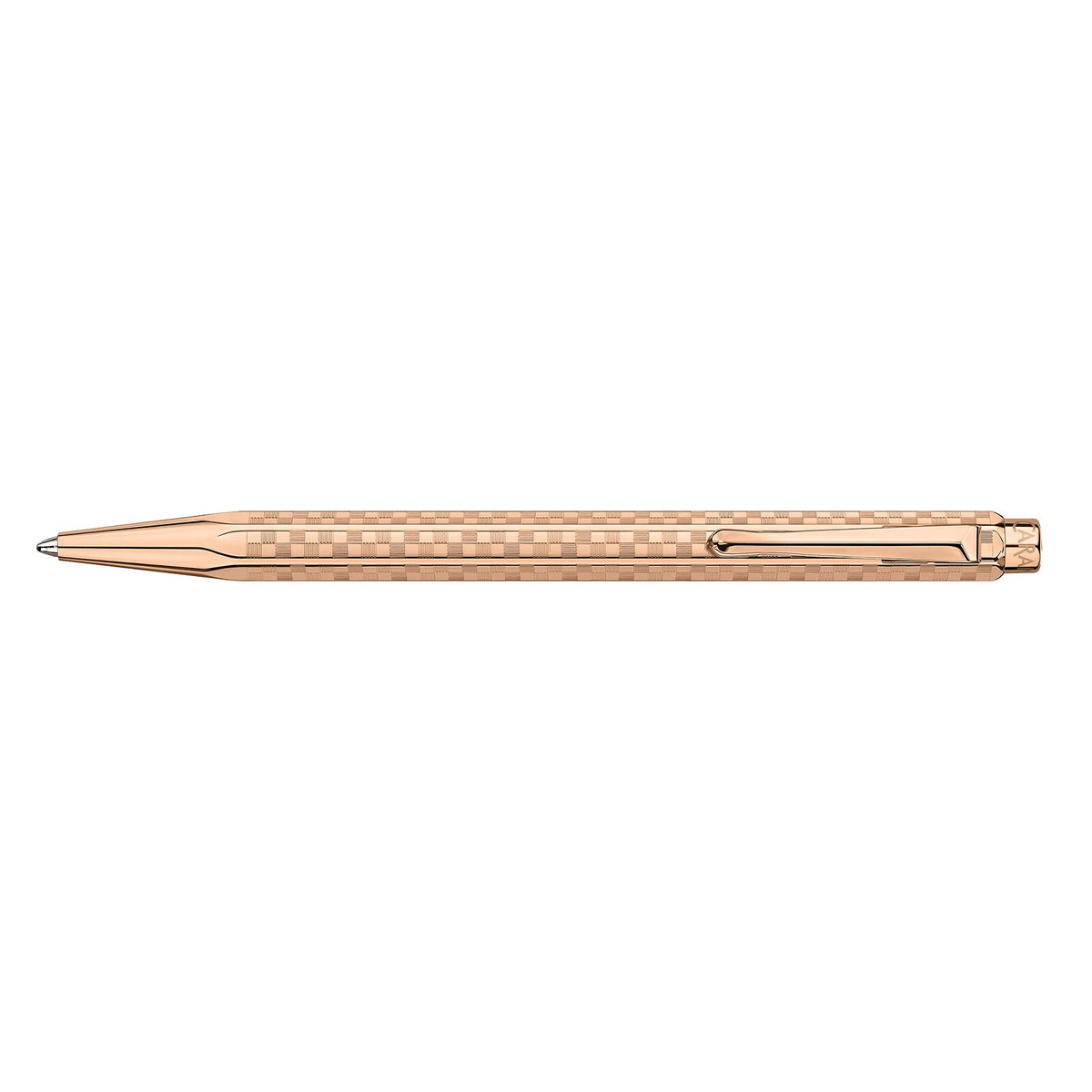 Caran d'Ache Ecridor Damier Rose Gold Ballpoint Pen & Leather Case Set, detail view 1