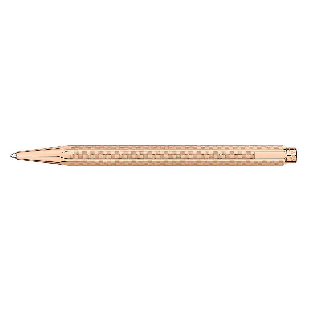 Caran d'Ache Ecridor Damier Rose Gold Ballpoint Pen & Leather Case Set, detail view 2