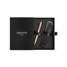 Caran d'Ache Ecridor Damier Rose Gold Ballpoint Pen & Leather Case Set, detail view 6
