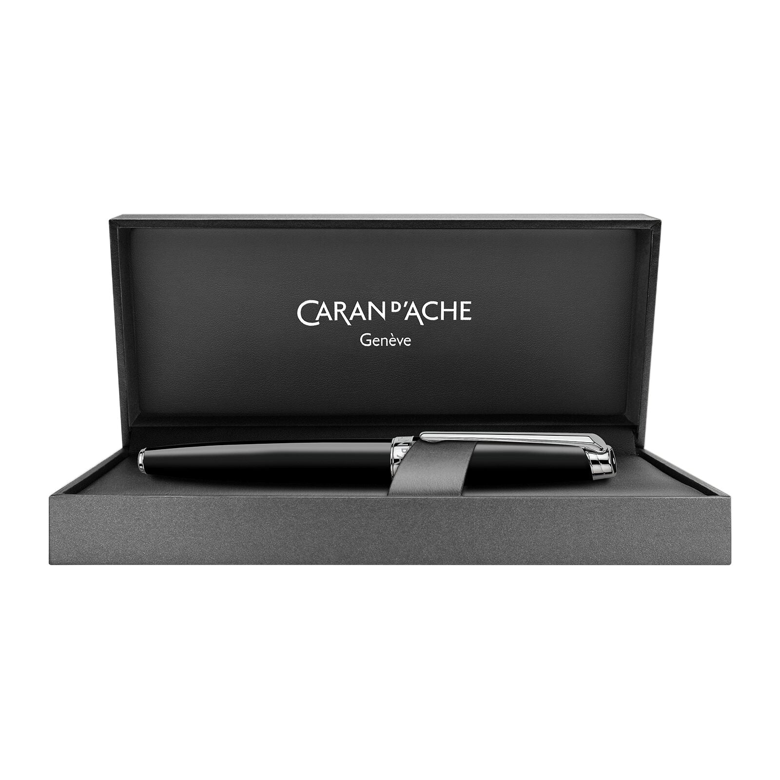 Caran d'Ache Léman Ebony Black Roller Pen, Silver-Plated, Rhodium-Coated — detail view 2