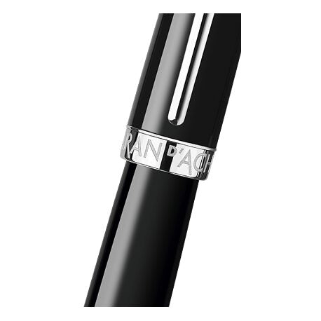 Caran d'Ache Léman Ebony Black Roller Pen, Silver-Plated, Rhodium-Coated — detail view 4