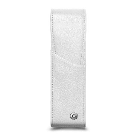 Caran d'Ache Léman Leather Pen Case for 2 Pens, White on a white background