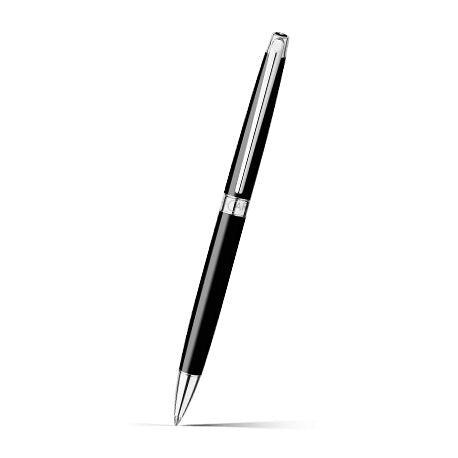 Caran d'Ache Léman Slim Black Ballpoint Pen on a white background