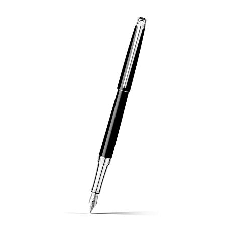 Caran d'Ache Léman Slim Black Fountain Pen on a white background