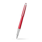 Caran d'Ache Léman Slim Scarlet Red Fountain Pen on a white background