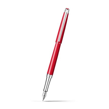 Caran d'Ache Léman Slim Scarlet Red Fountain Pen on a white background