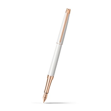Caran d'Ache Léman Slim White Fountain Pen on a white background