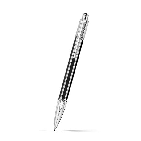 Caran d'Ache Varius China Black Mechanical Pencil, Silver-Plated, Rhodium-Coated on a white background