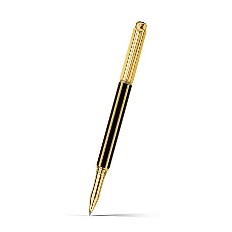Caran d'Ache Varius China Black Roller Pen, Gold-Plated on a white background